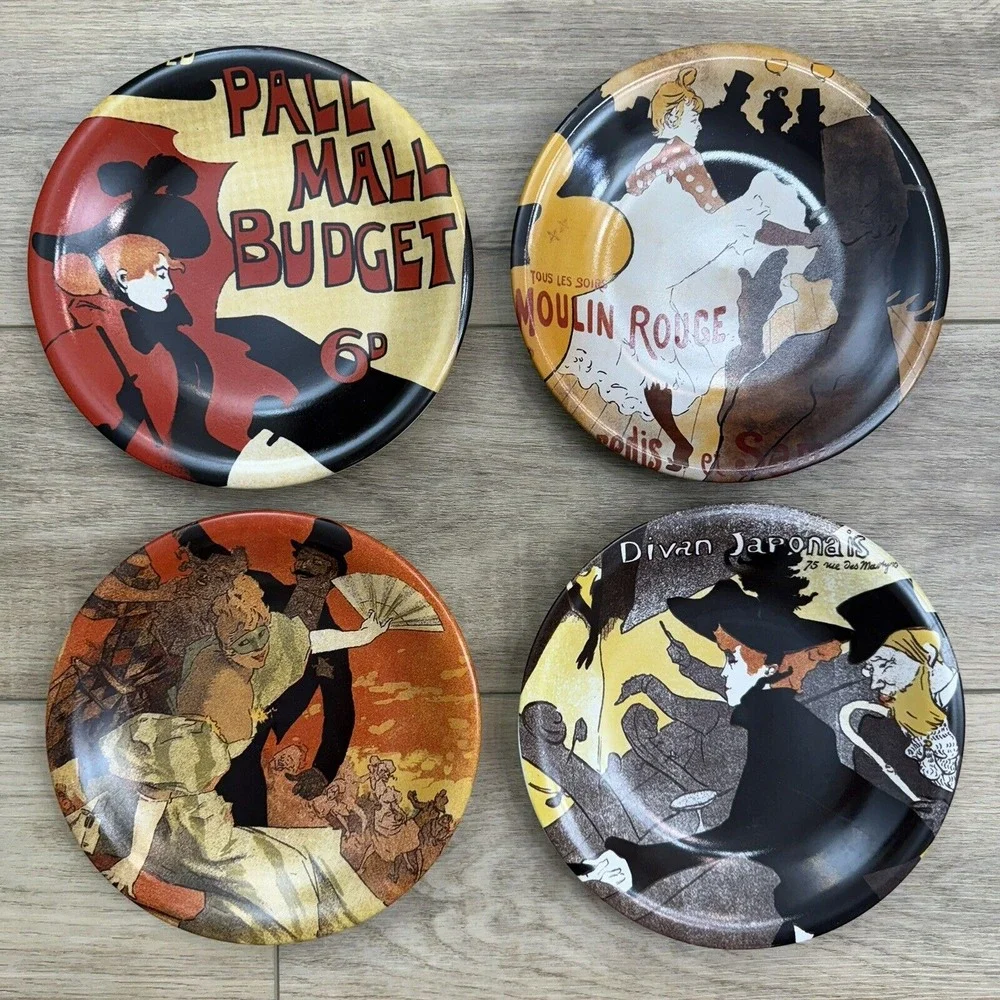 Toulouse Loutrec Salad Plates Centrum Vintage‎ Posters Set Of 4 Art Nouveau